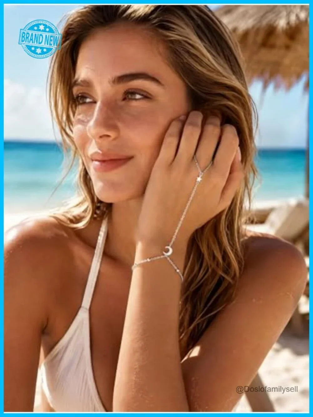 925 Sterling Silver Hand Chain Bracelet Adjustable 14K Gold Plated Dainty Star